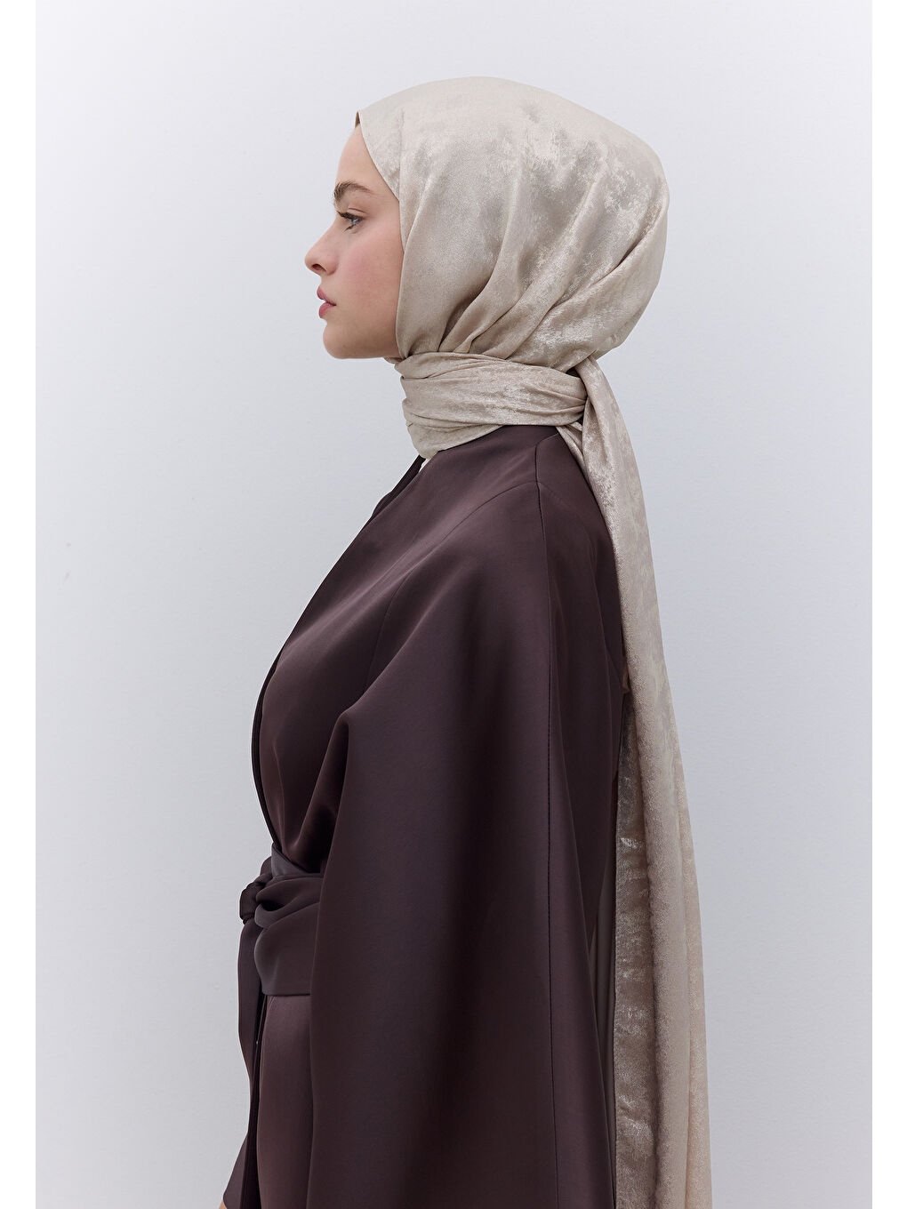 Bej Luxury Shine Şal Nude-3