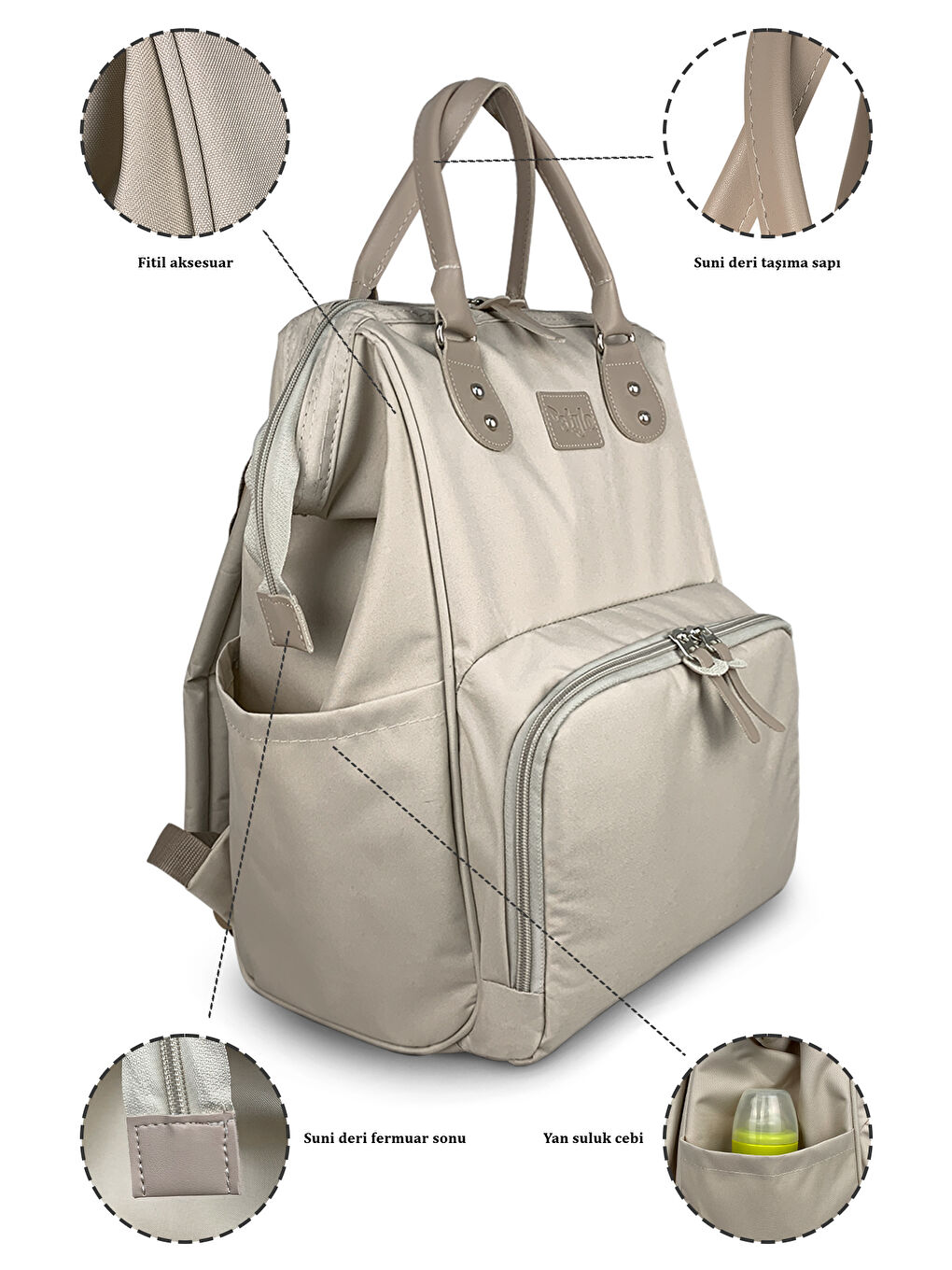 Paris X Pro Anne Bebek Bakım Sırt Çantası Bej-7