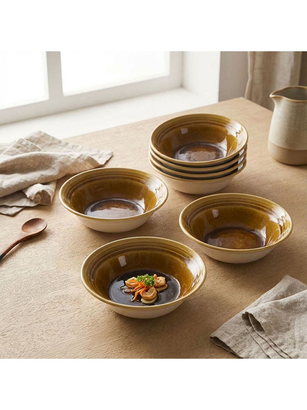 Ekru Valeron 6 Adet Çorba Kasesi Reaktif Saura Vr 137-3