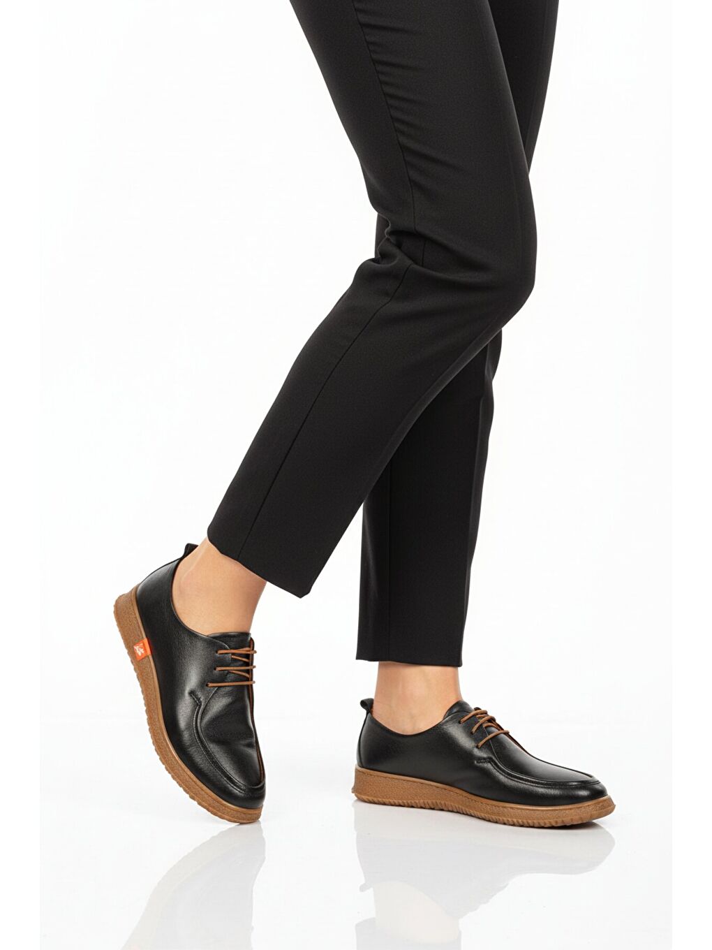 Siyah Hakiki Deri Kadın Casual Ayakkabı 2005 Z