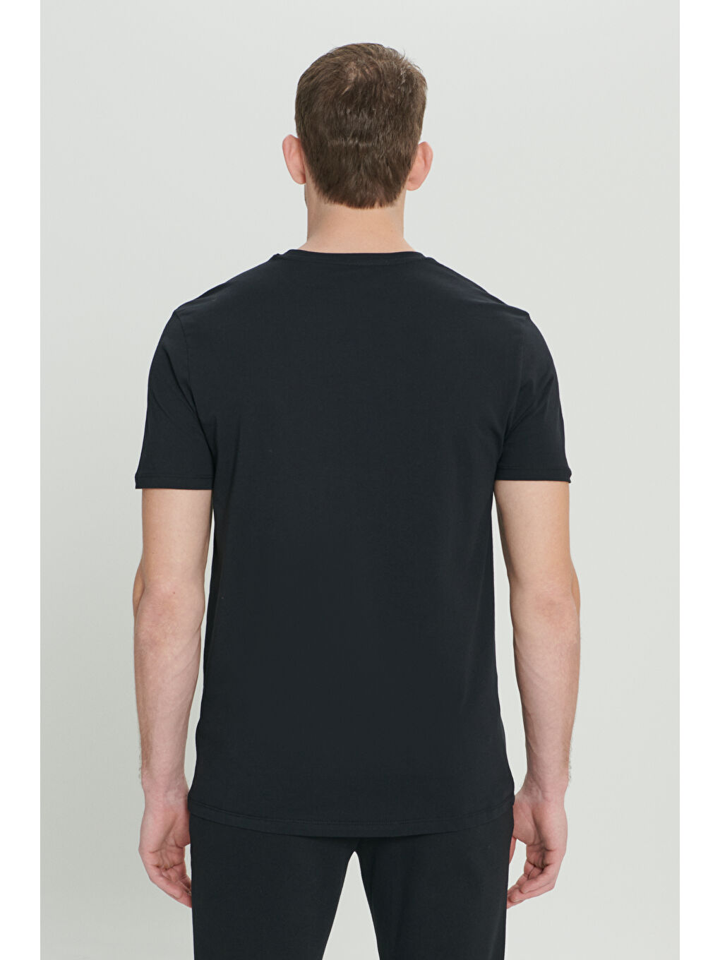 Erkek Beyaz-Siyah-Gri 2'li Slim Fit Dar Kesim %100 Pamuk Bisiklet Yaka Tişört-10