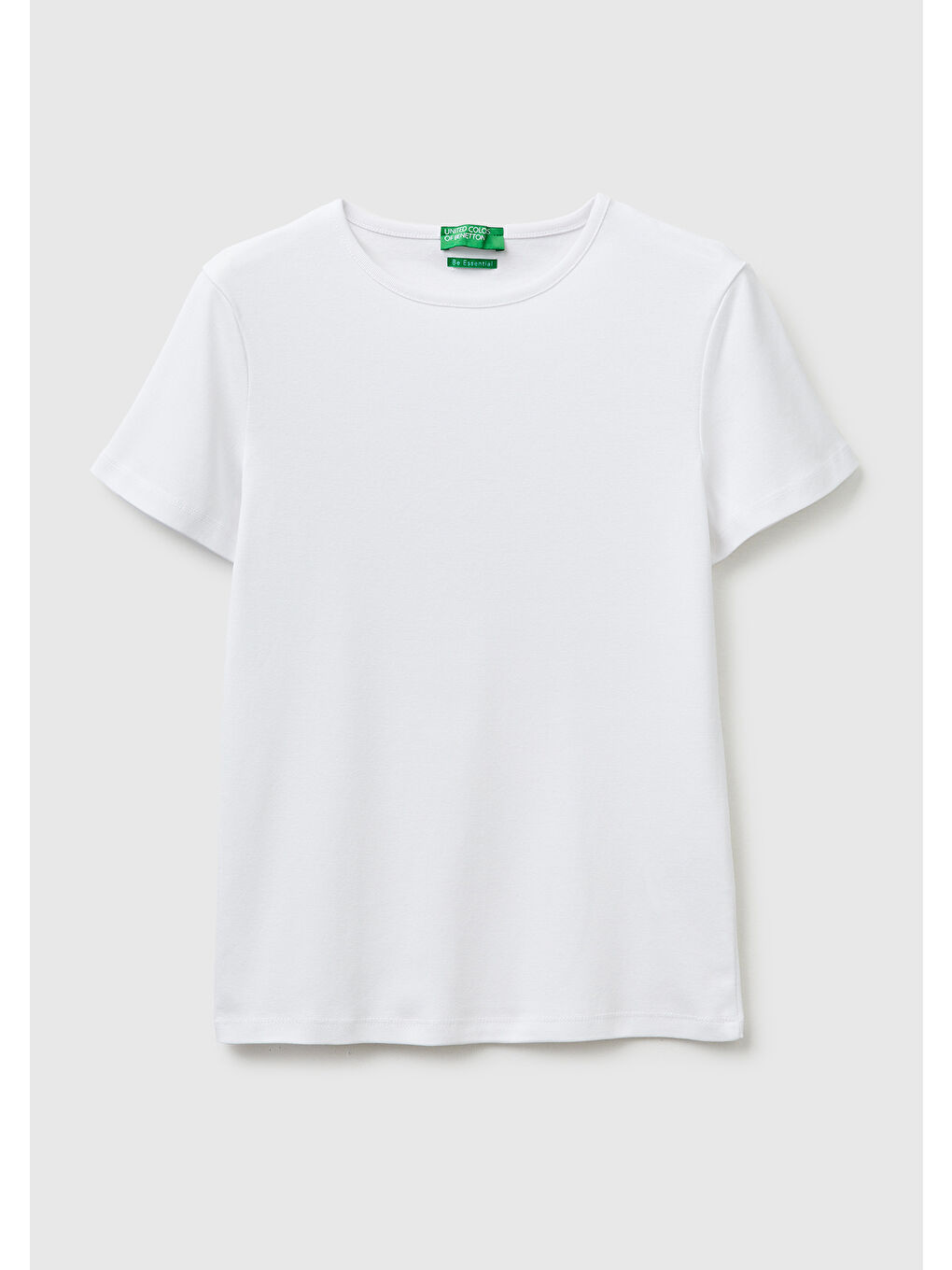 Kadın Beyaz %100 Pamuk Bisiklet Yaka T-Shirt