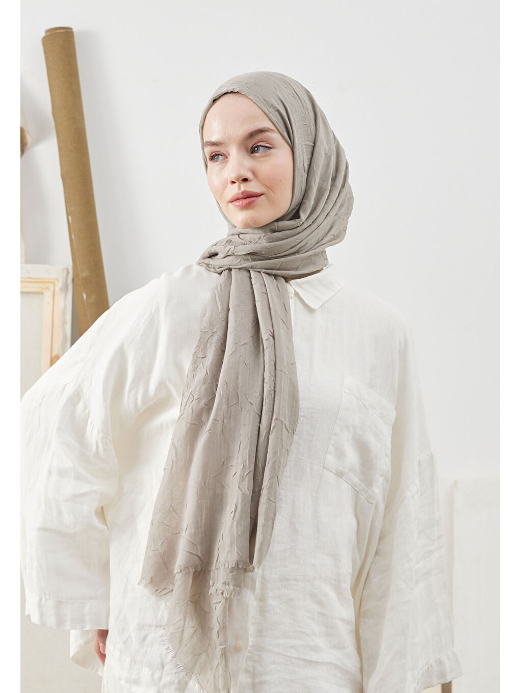 Gri Bambu Şal Gumus-2