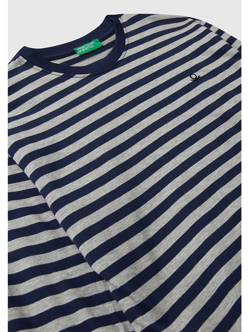 Erkek Çocuk Lacivert Çizgili Çizgili Logo Detaylı Nervürlü Uzun Kollu T-shirt-2