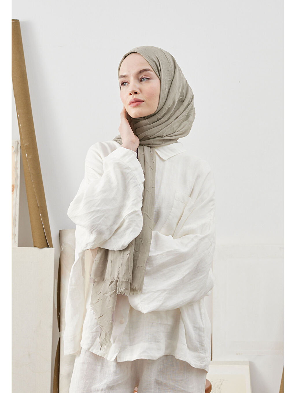 Gri Bambu Şal Gumus-3