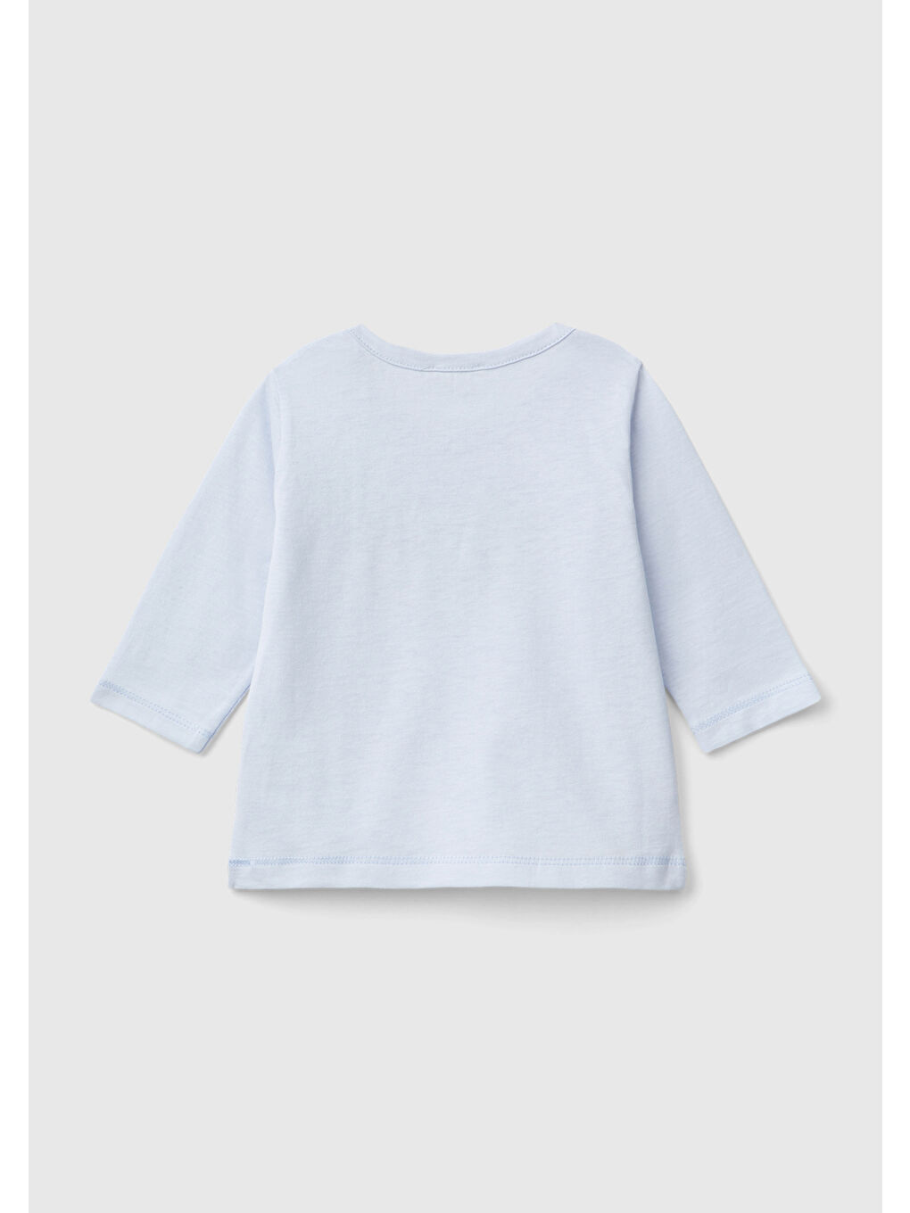 Bebek Açık Mavi Önü Su Bazlı Baskılı Bisiklet Yaka Uzun Kollu T-Shirt-1