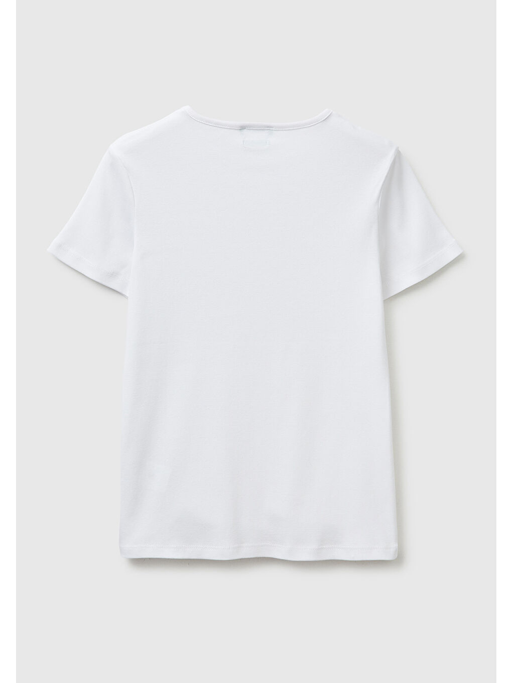 Kadın Beyaz %100 Pamuk Bisiklet Yaka T-Shirt-1