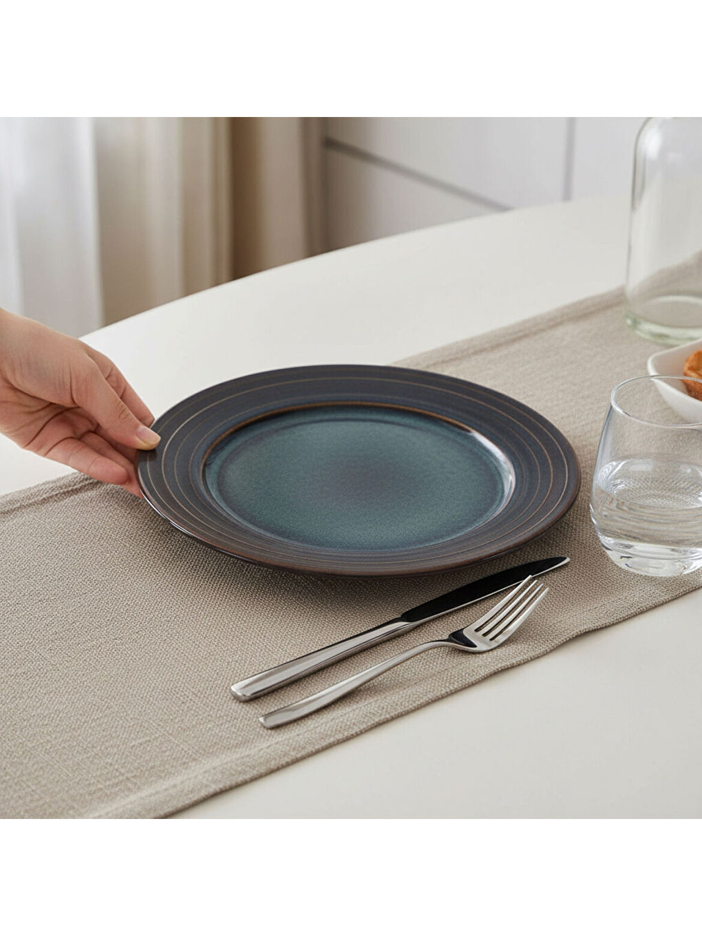 Ekru Valeron 6 Adet 27 Cm Servis Tabağı Reaktif Oasis  1131