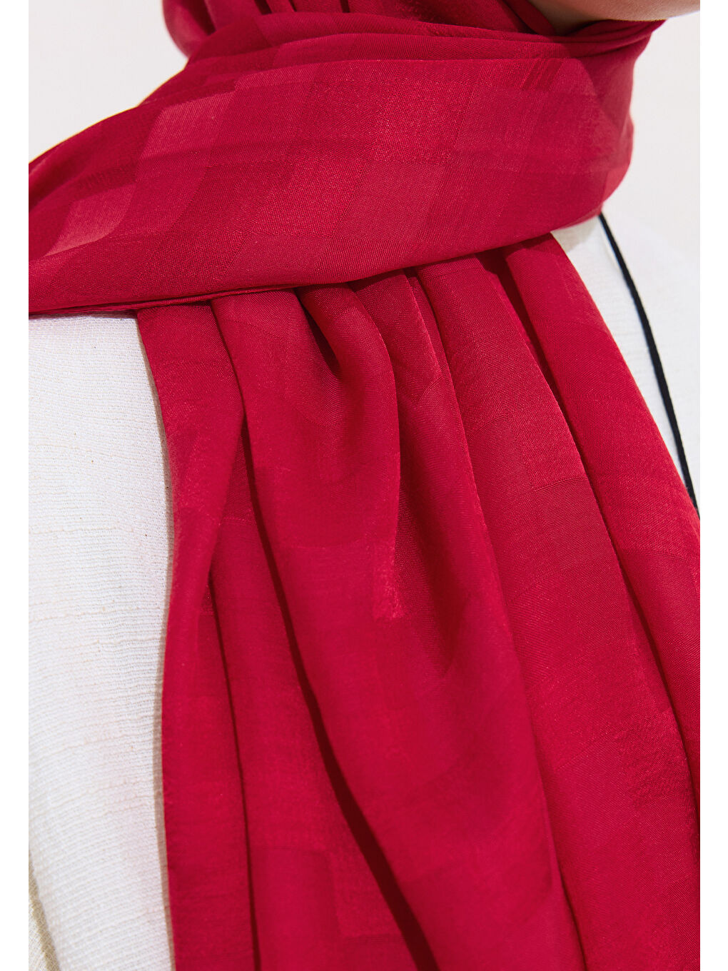 Nori İpek Jakar Şal Kırmızı-3