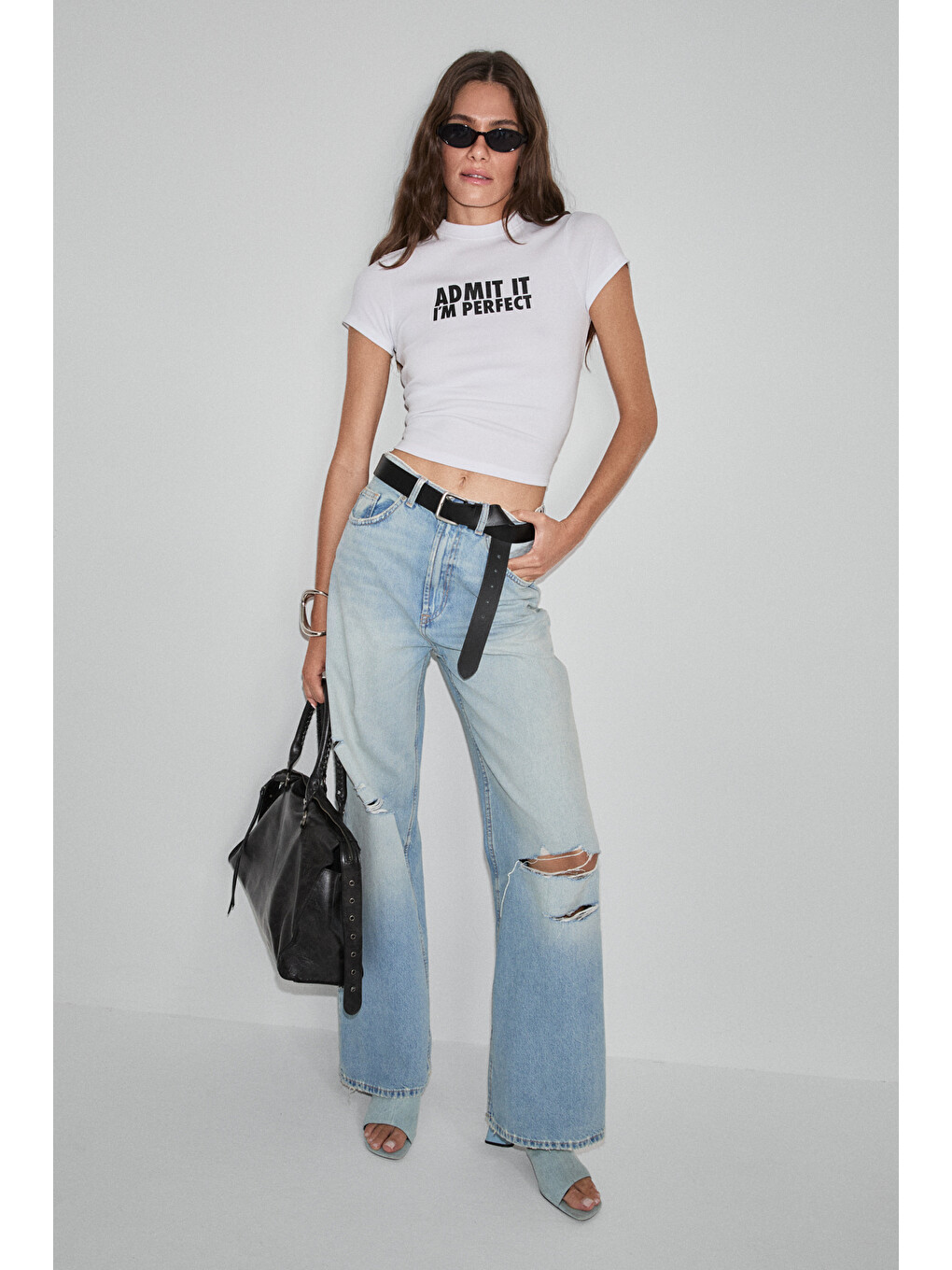 Gallura Kadın Yumuşak Ve Esnek Kumaşlı Baskı Detaylı Yuvarlak Yakalı Kısa Kol Beyaz T-shirt-2