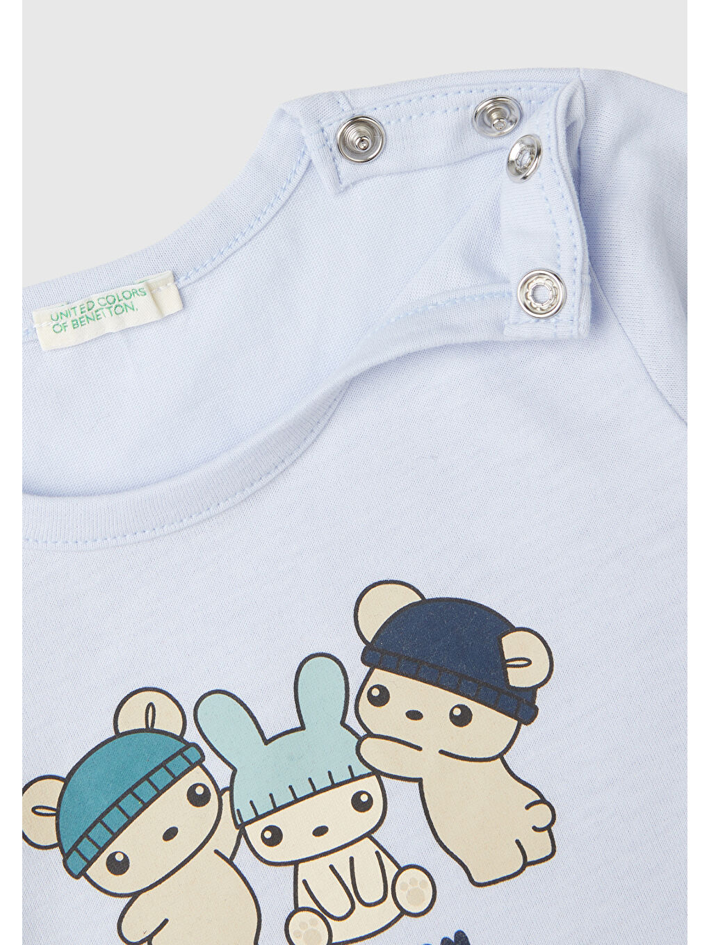 Bebek Açık Mavi Önü Su Bazlı Baskılı Bisiklet Yaka Uzun Kollu T-Shirt-2