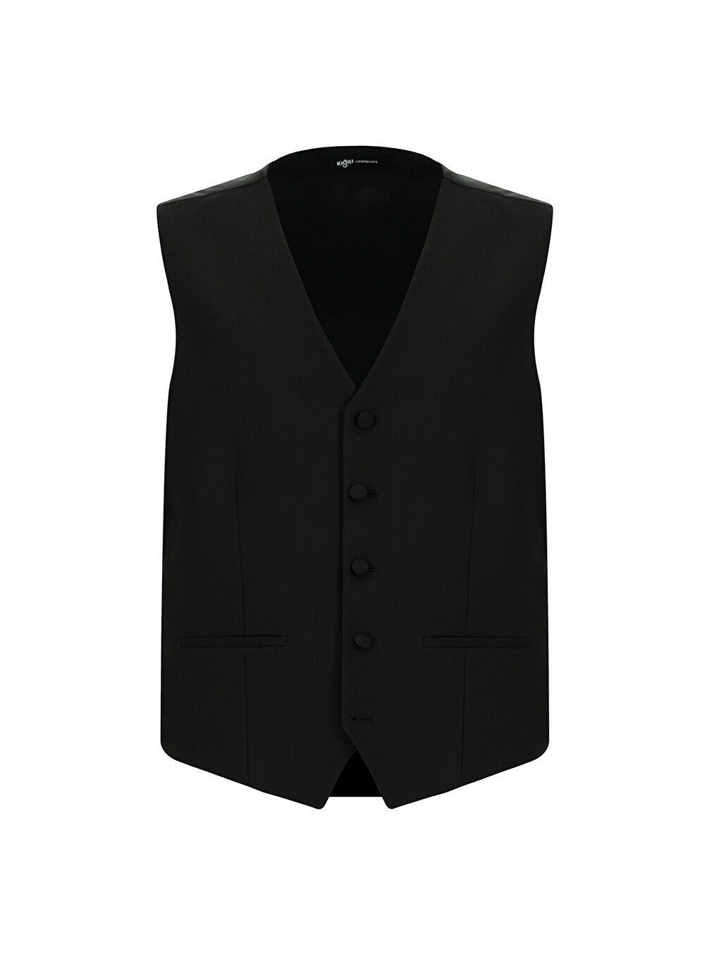 Siyah Slim Fit Dar Kesim Sivri Yaka Yelekli Smokin & Damatlık-3