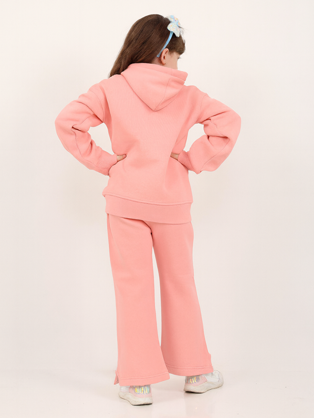 Pembe %100 Pamuk Şardonlu Kız Çocuk Eşofman Takım-2