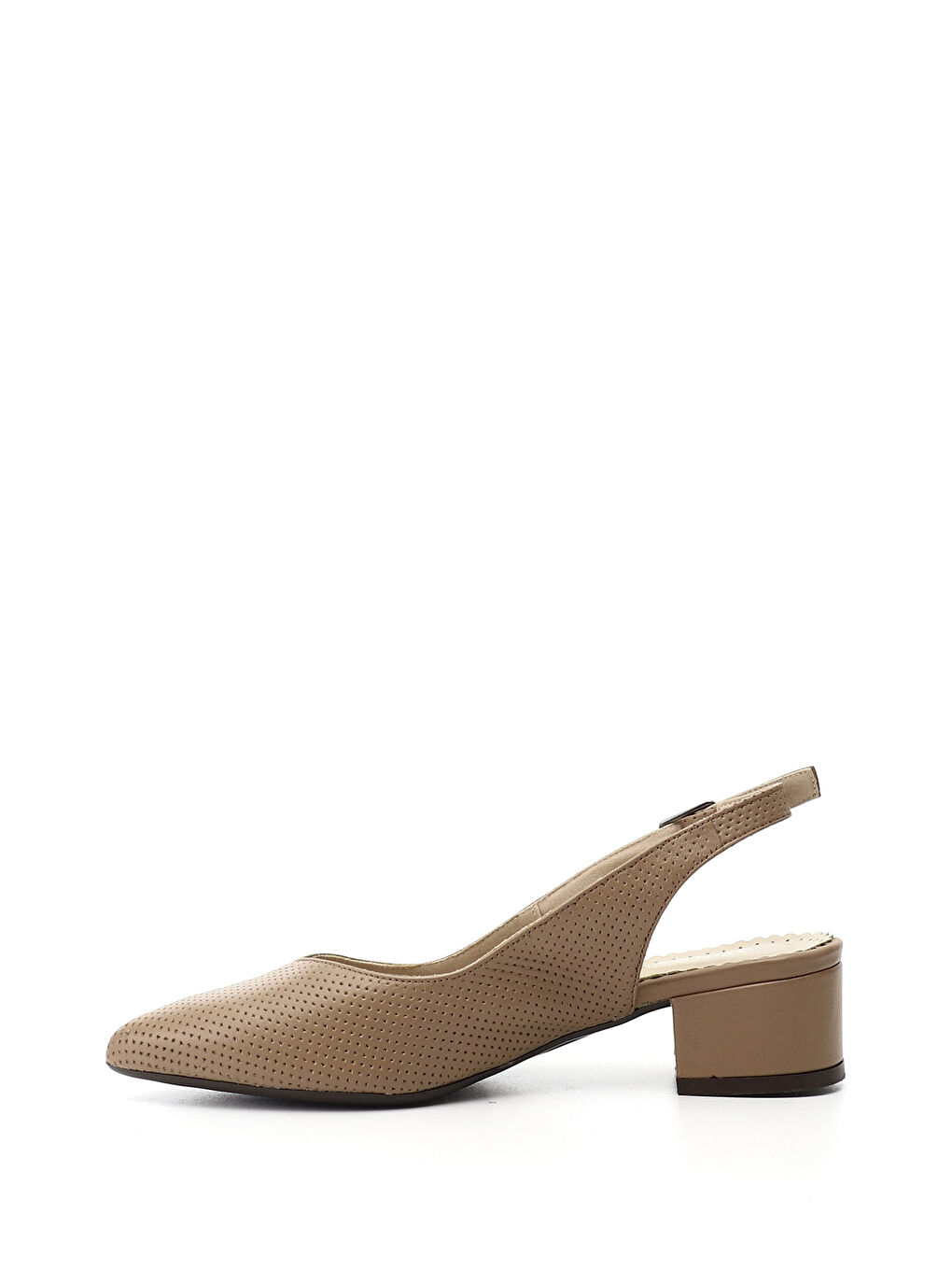 Bej Kadın BEJ-VİZON Kalın Topuklu Arkası Açık Hakiki Deri Ayakkabı-2