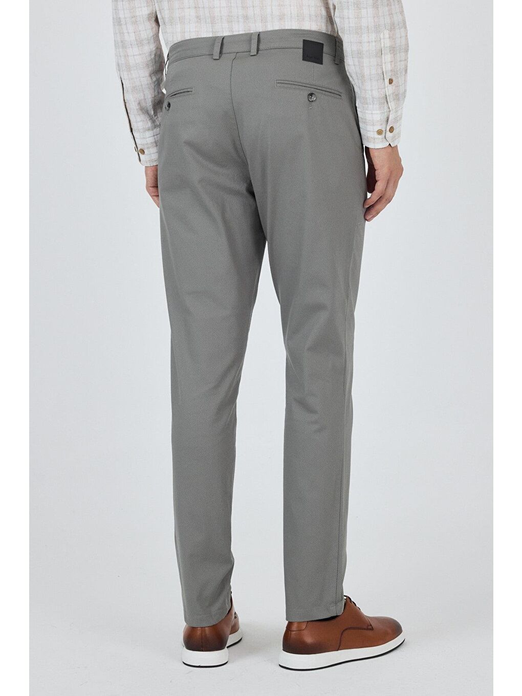 Gri Füme Gabardin Yan Cep Düz Paça Comfort Fit Pamuklu Casual Chino Pantolon 1003250121-4