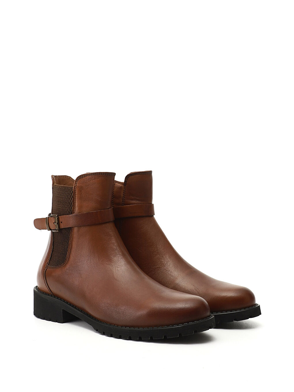 Kahverengi Kadın KAHVERENGİ-TABA Fermuarlı Kauçuk Taban Hakiki Deri Bot-1