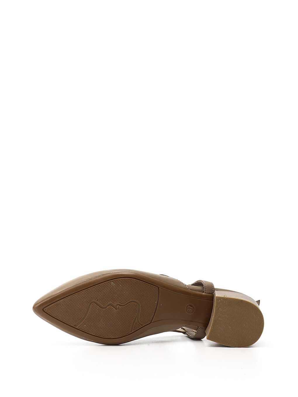 Bej Kadın BEJ-VİZON Kalın Topuklu Arkası Açık Hakiki Deri Ayakkabı-3