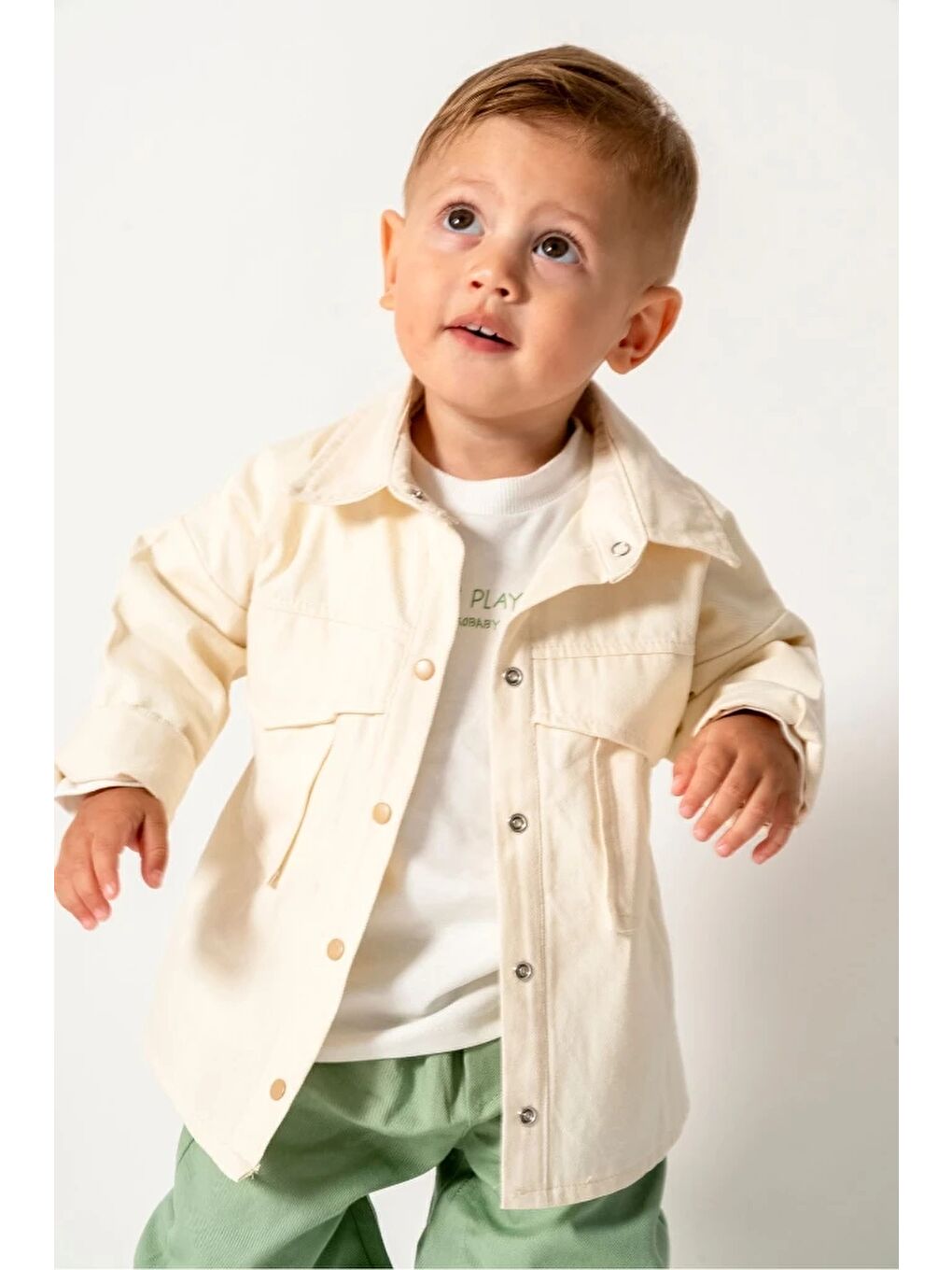 Yeşil Erkek Bebek Gabardin Ceketli 3'lü Takım 9041 MS-2