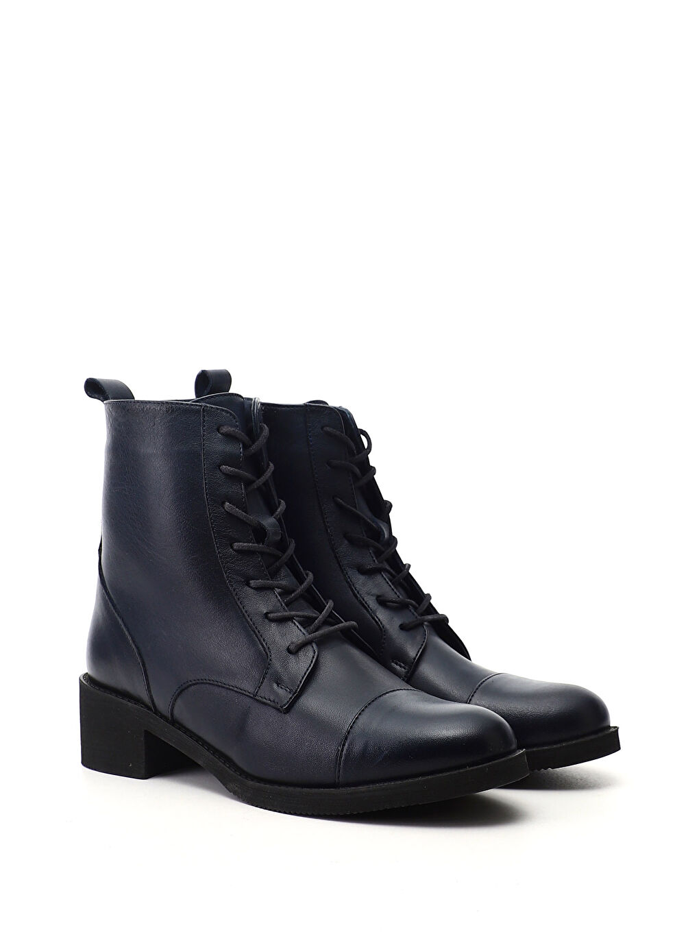 Lacivert Kadın AÇIK LACİVERT Fermuarlı Kauçuk Taban Hakiki Deri Bot-1