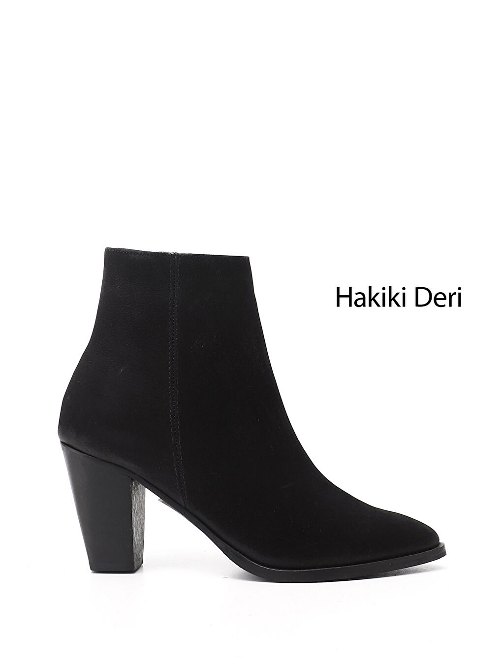 Siyah Kadın MAT SİYAH Fermuarlı Sivri Burun Hakiki Deri Bot