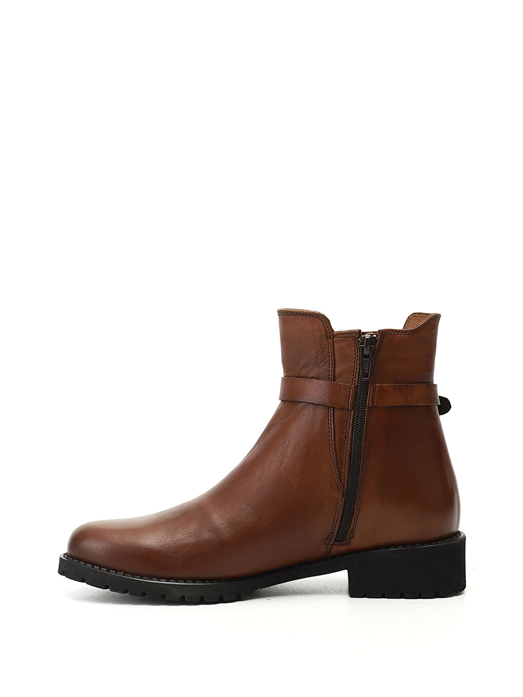 Kahverengi Kadın KAHVERENGİ-TABA Fermuarlı Kauçuk Taban Hakiki Deri Bot-2