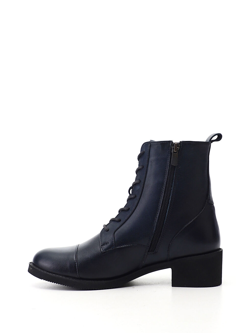 Lacivert Kadın AÇIK LACİVERT Fermuarlı Kauçuk Taban Hakiki Deri Bot-2