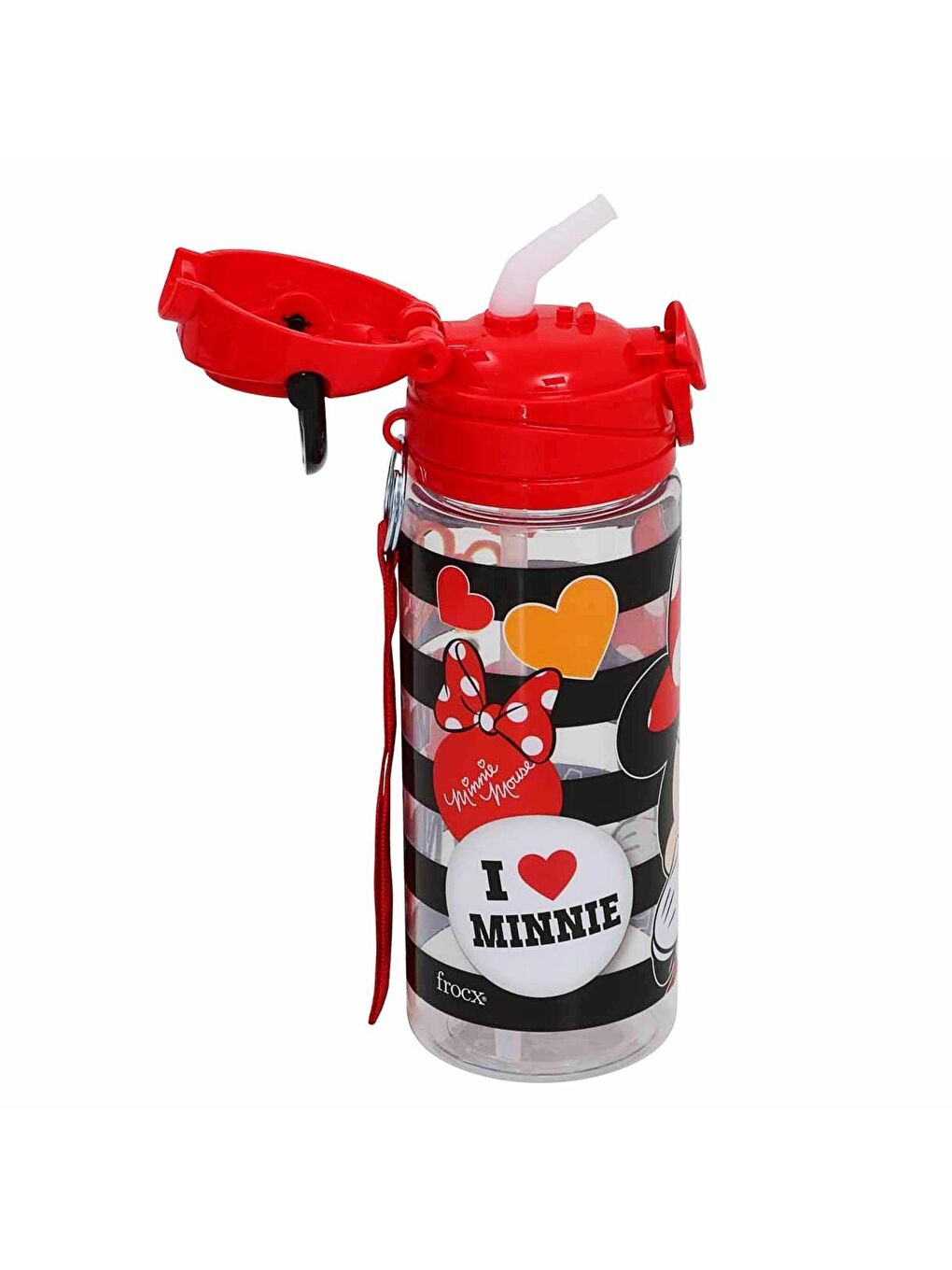 MINNIE MOUSE Lisanslı Pipetli Plastik Matara 500 ml Kırmızı (OTTO-42514) - 1