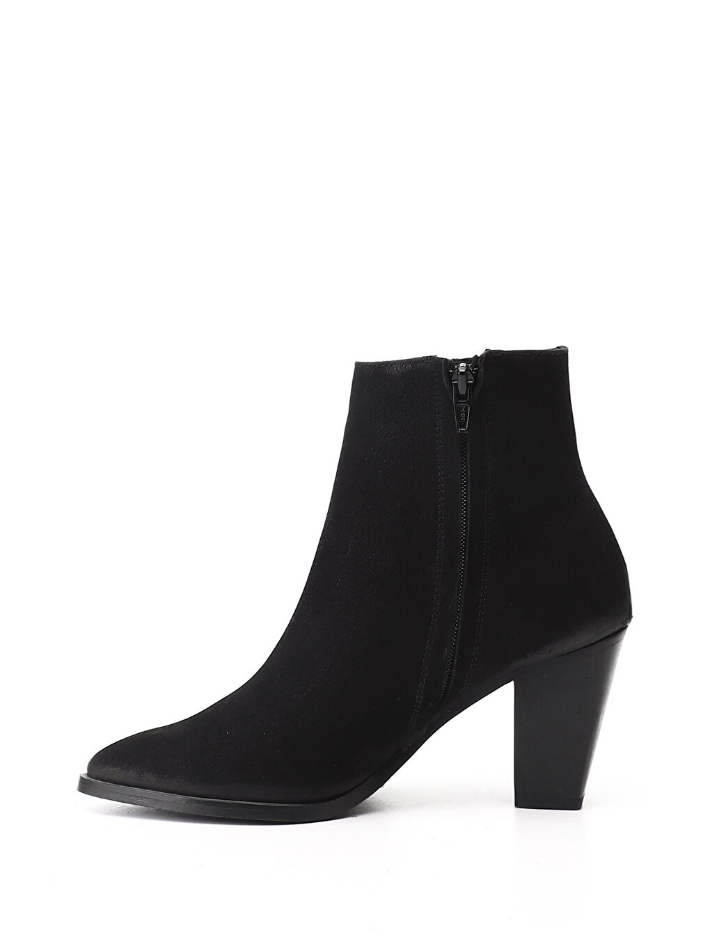 Siyah Kadın MAT SİYAH Fermuarlı Sivri Burun Hakiki Deri Bot-2