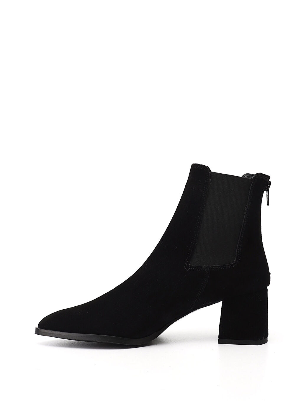 Siyah Kadın SİYAH MELANJ Fermuarlı Sivri Burun Hakiki Deri Chelsea Bot-2