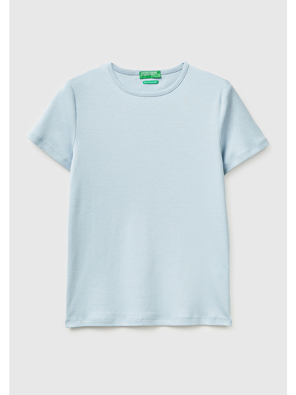 Kadın Açık Mavi %100 Pamuk Bisiklet Yaka T-Shirt