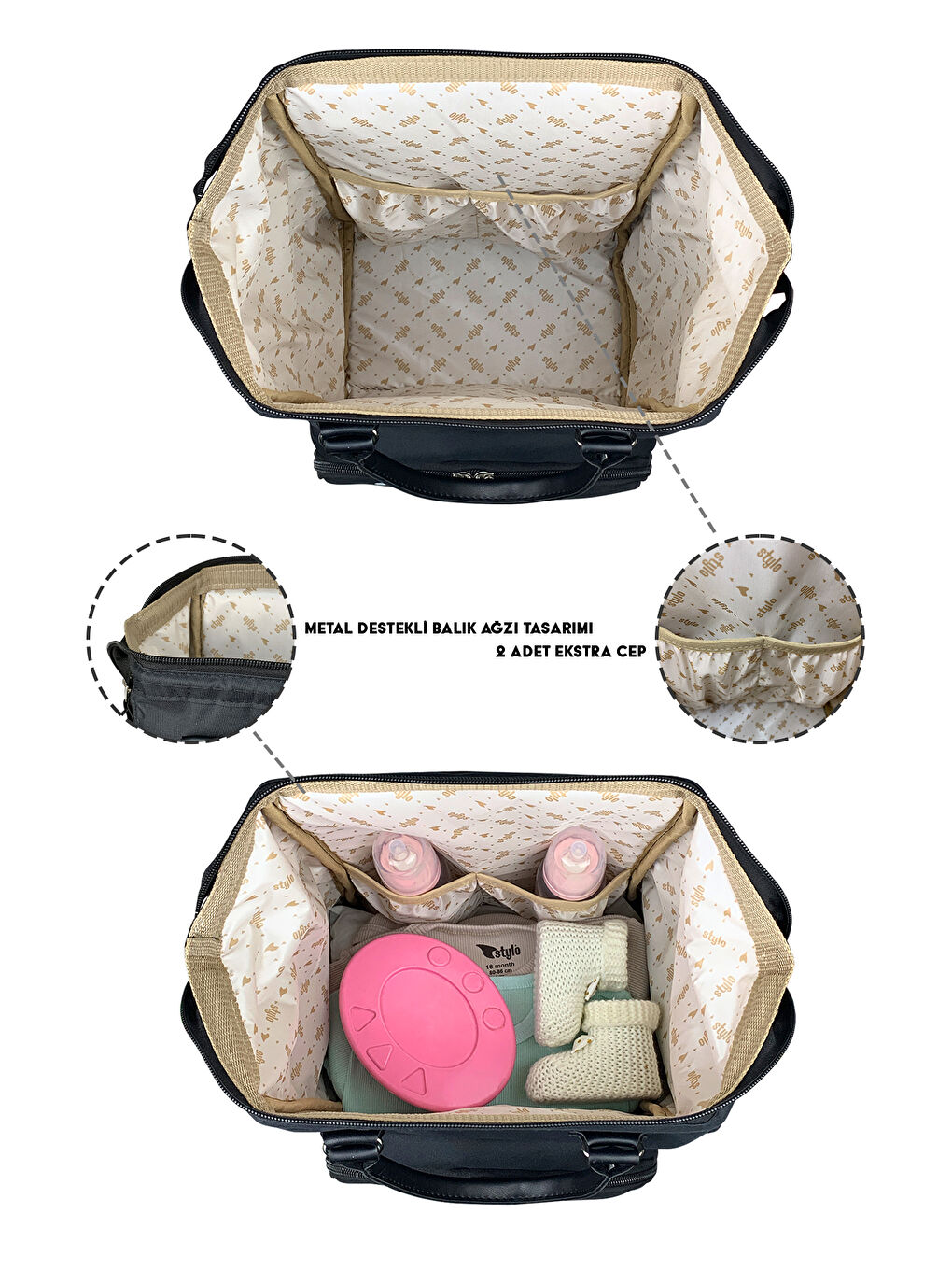 Paris X Pro Anne Bebek Bakım Sırt Çantası Siyah-2