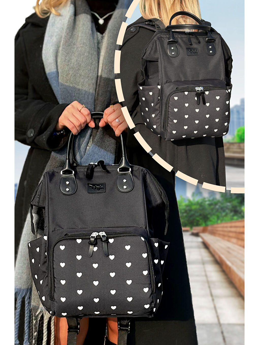 Paris X Pro Anne Bebek Bakım Sırt Çantası Siyah-3