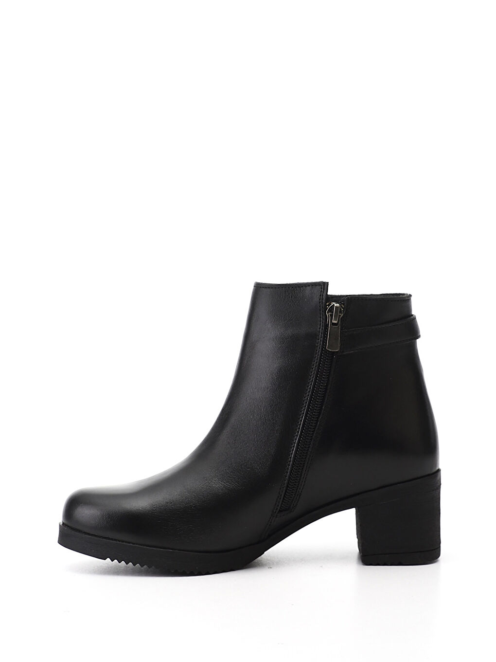 Siyah Kadın SİYAH Fermuarlı Kalın Topuklu Hakiki Deri Bot-2