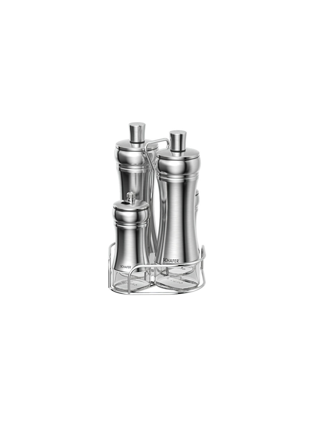 SCHAFER Gri Retro Yağlık+Sirkelik Seti 5 Parça-Inox