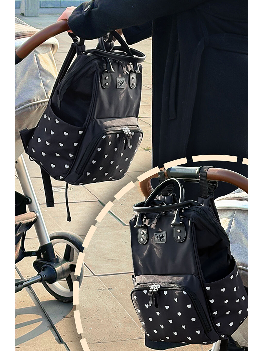 Paris X Pro Anne Bebek Bakım Sırt Çantası Siyah-4