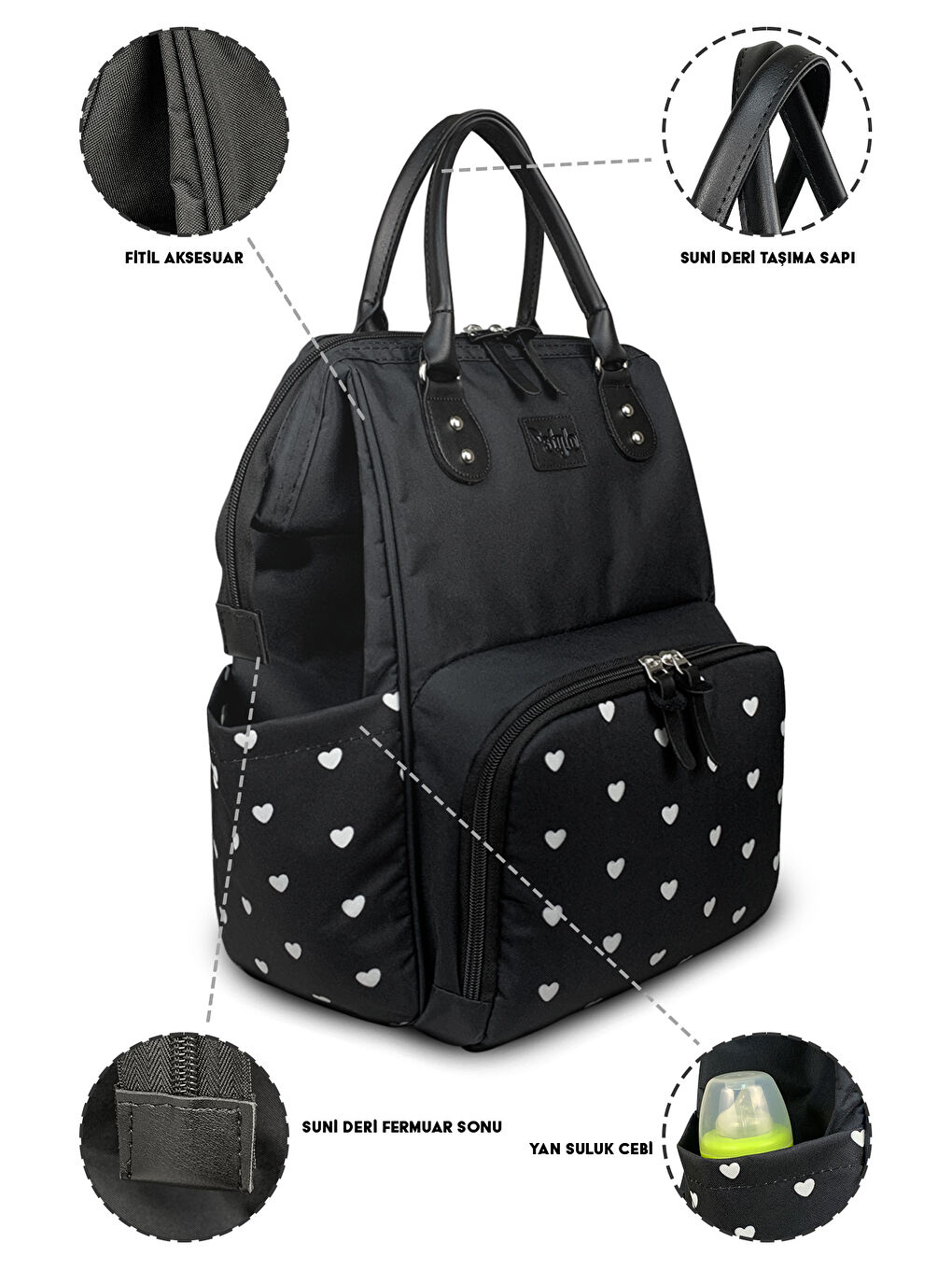 Paris X Pro Anne Bebek Bakım Sırt Çantası Siyah-7