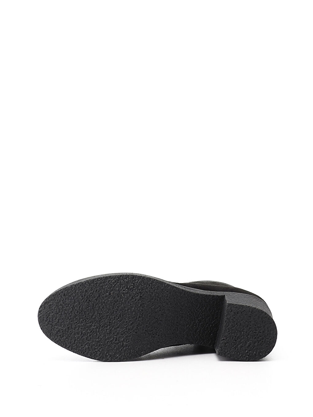 Siyah Kadın SİYAH MELANJ Fermuarlı Kalın Topuklu Hakiki Deri Bot-3