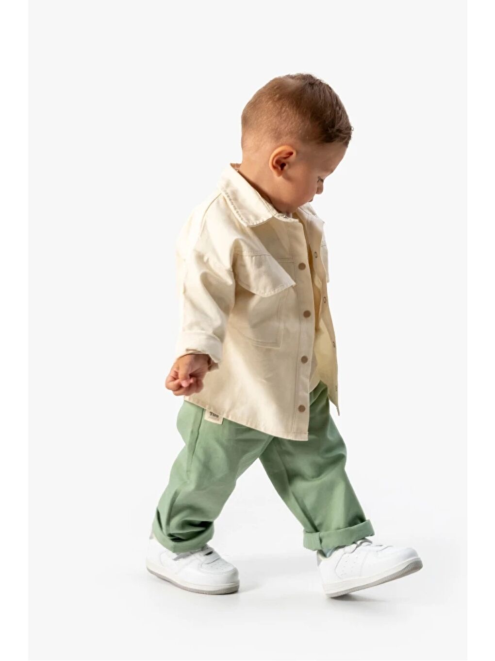 Yeşil Erkek Bebek Gabardin Ceketli 3'lü Takım 9041 MS-6