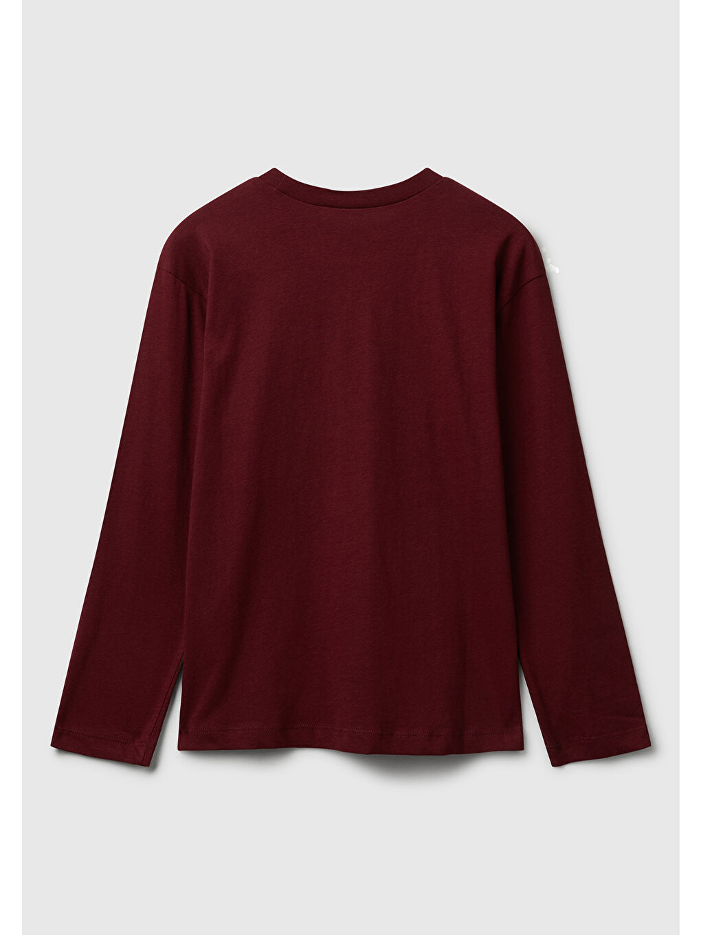 Erkek Çocuk Bordo Önü Baskılı Bisiklet Yaka Uzun Kollu Jarse T-shirt-1