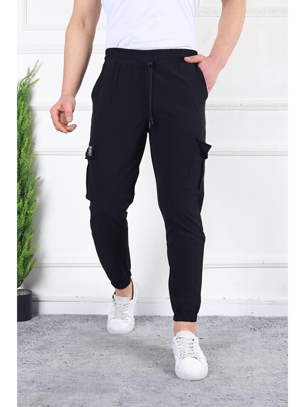 Siyah Erkek Slim Fit Jogger Alt Eşofman