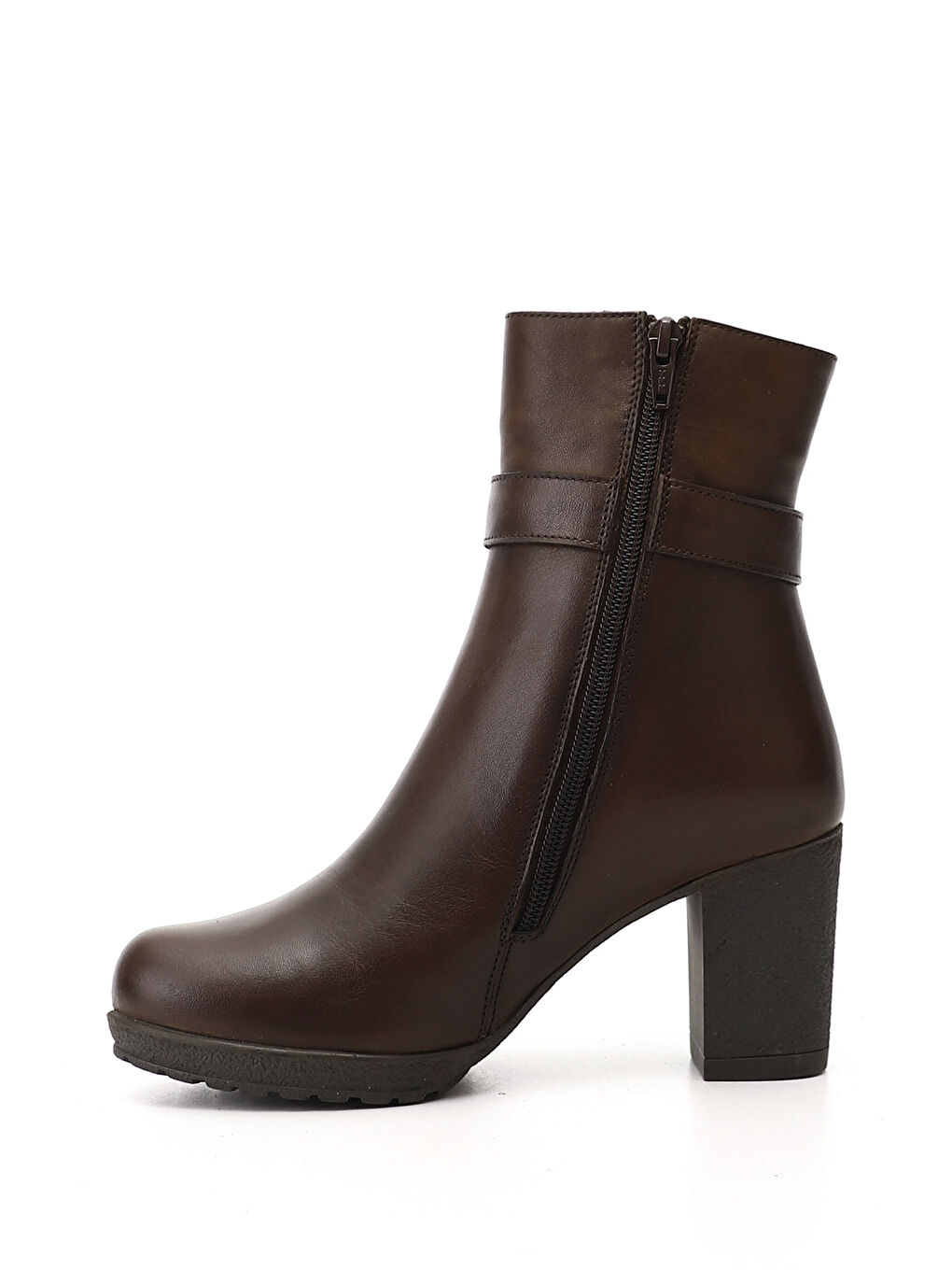 Kahverengi Kadın KAHVERENGİ Fermuarlı Kalın Topuklu Hakiki Deri Bot-2