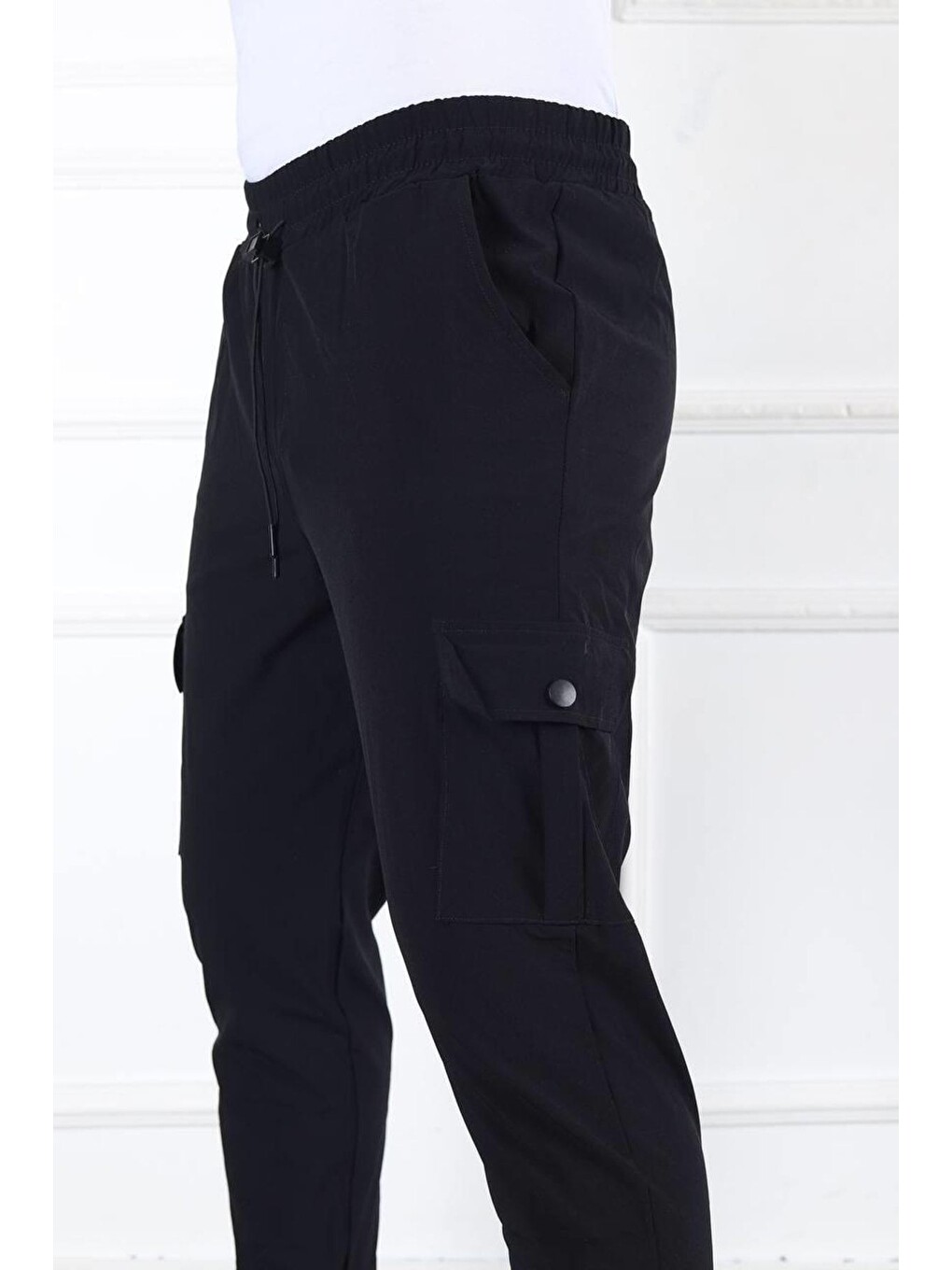 Siyah Erkek Slim Fit Jogger Alt Eşofman-1