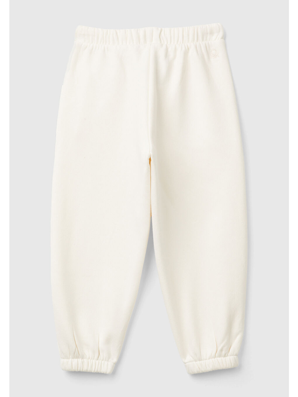 Kız Çocuk Ekru Arkası Logo Detaylı Beli Paçası Lastikli Büzgü İpli Eşofman Altı-1