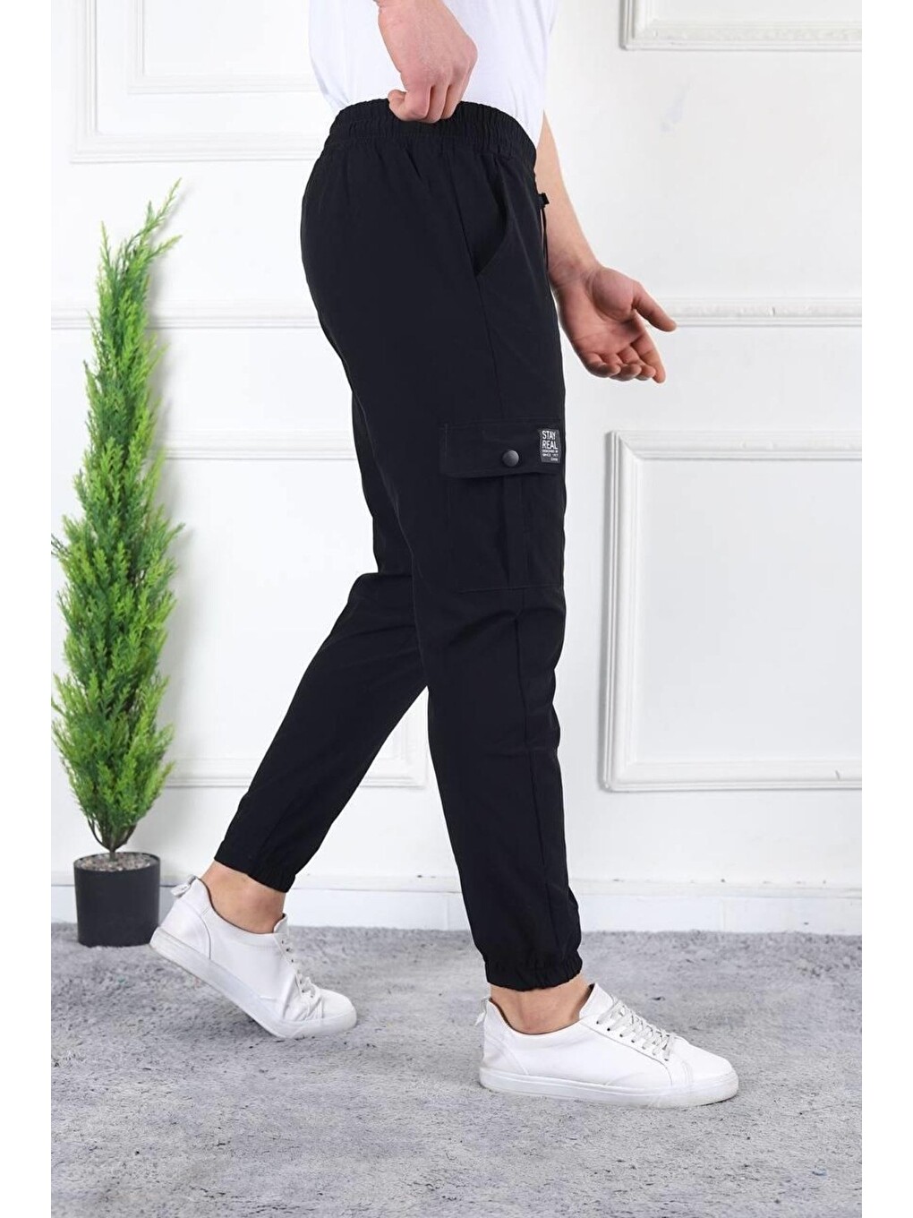 Siyah Erkek Slim Fit Jogger Alt Eşofman-2