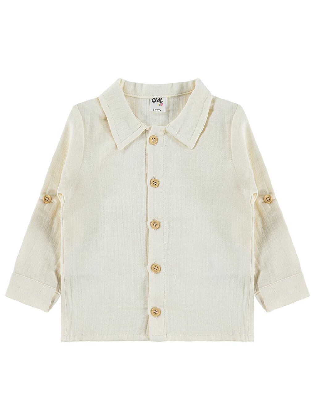 Baby Müslin Uzun Kol 6-18 Ay Gömlek - Bej 12-18 Ay