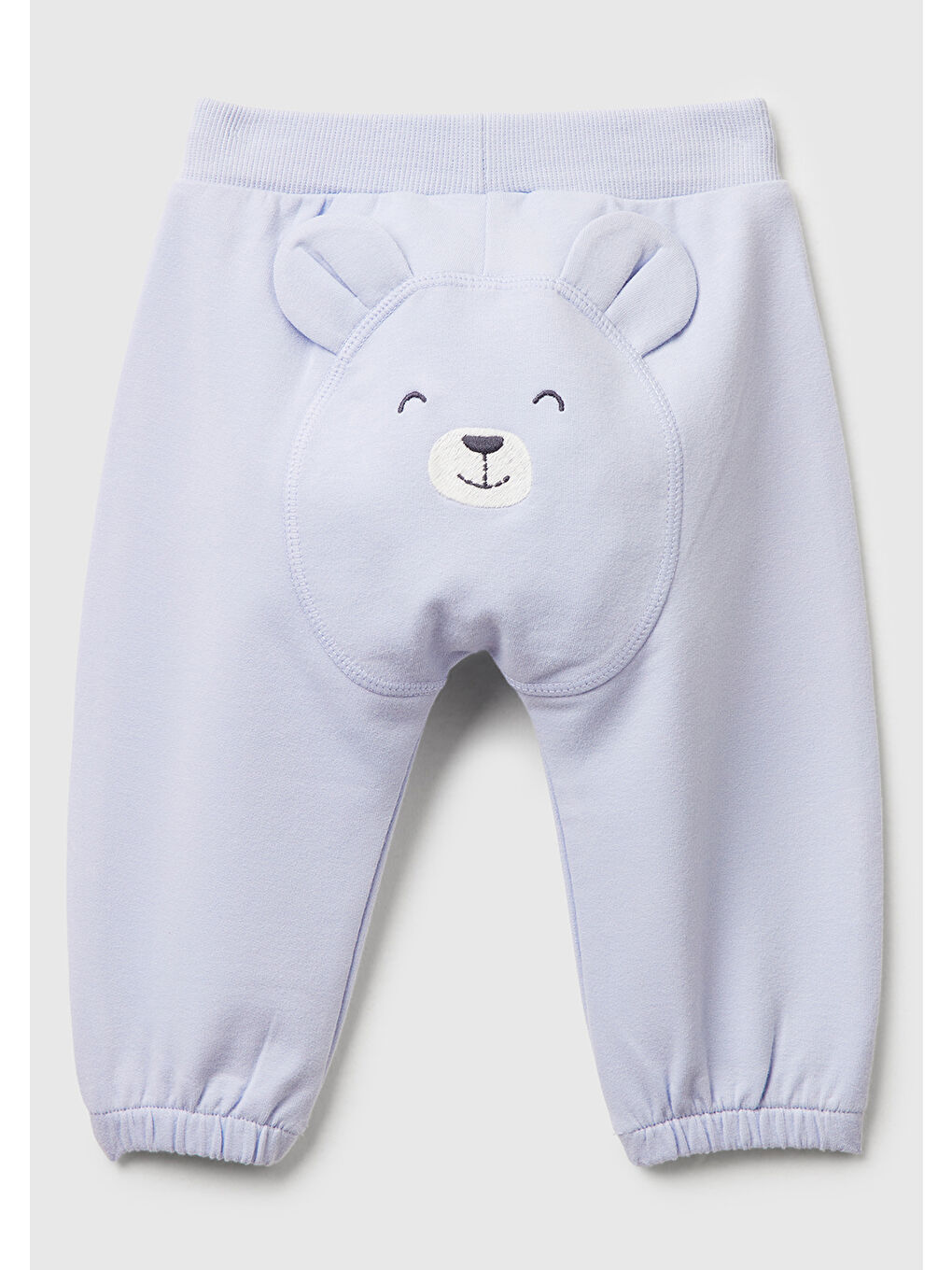 Bebek Açık Mavi Altı Kulaklı ve Hayvan İşlemeli Ribanalı Eşofman Altı-1