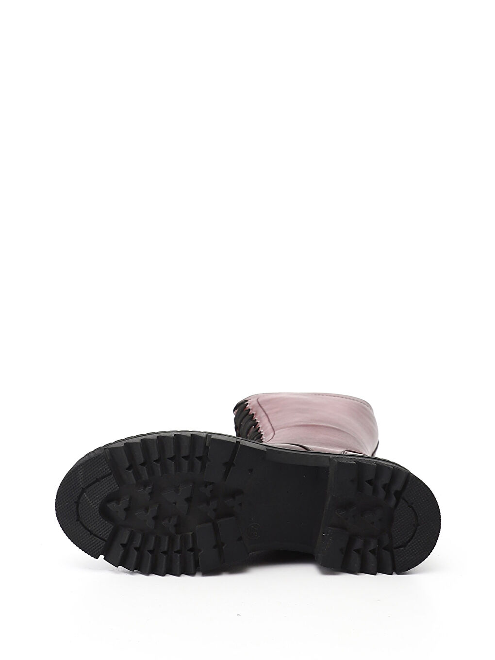 Bordo Kadın KOYU BORDO Fermuarlı Kalın Topuklu Hakiki Deri Postal Çizme-3