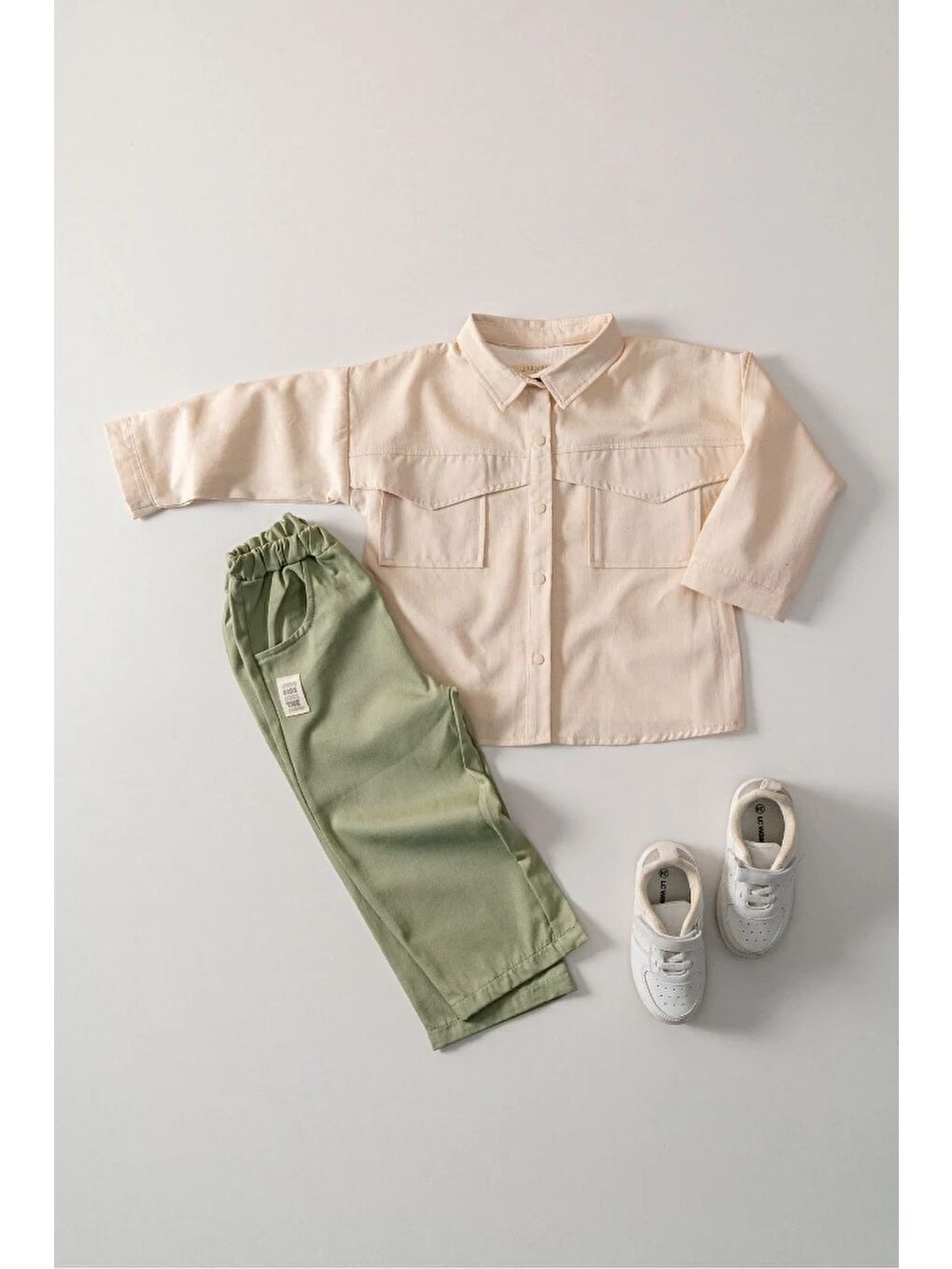 Yeşil Erkek Bebek Gabardin Ceketli 3'lü Takım 9041 MS-11