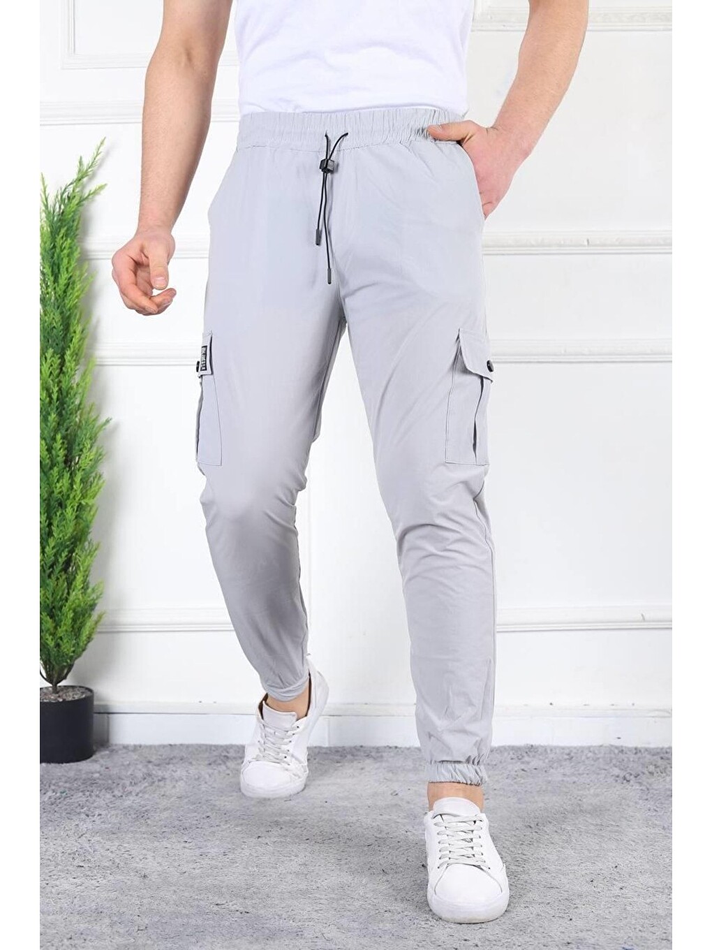 Gri Erkek Slim Fit Jogger Alt Eşofman