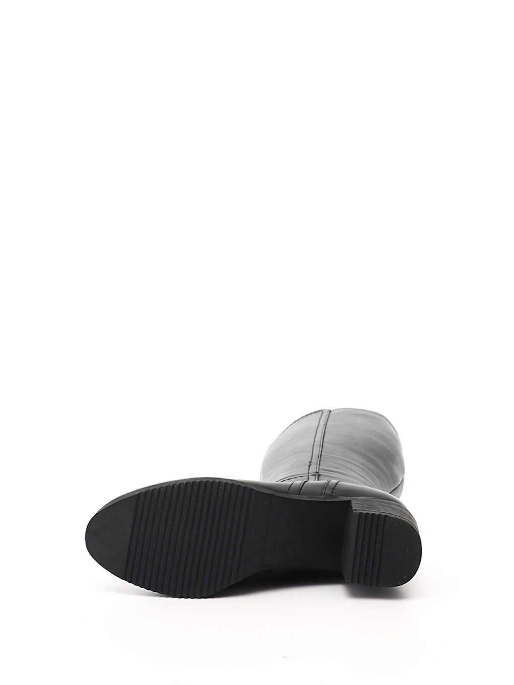 Siyah Kadın SİYAH Fermuarlı Kalın Topuklu Hakiki Deri Çizme-3